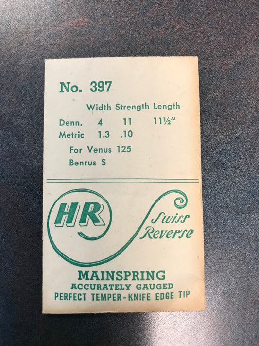 HR Mainspring No. 397 for Benrus S & Venus 125 movements - Steel