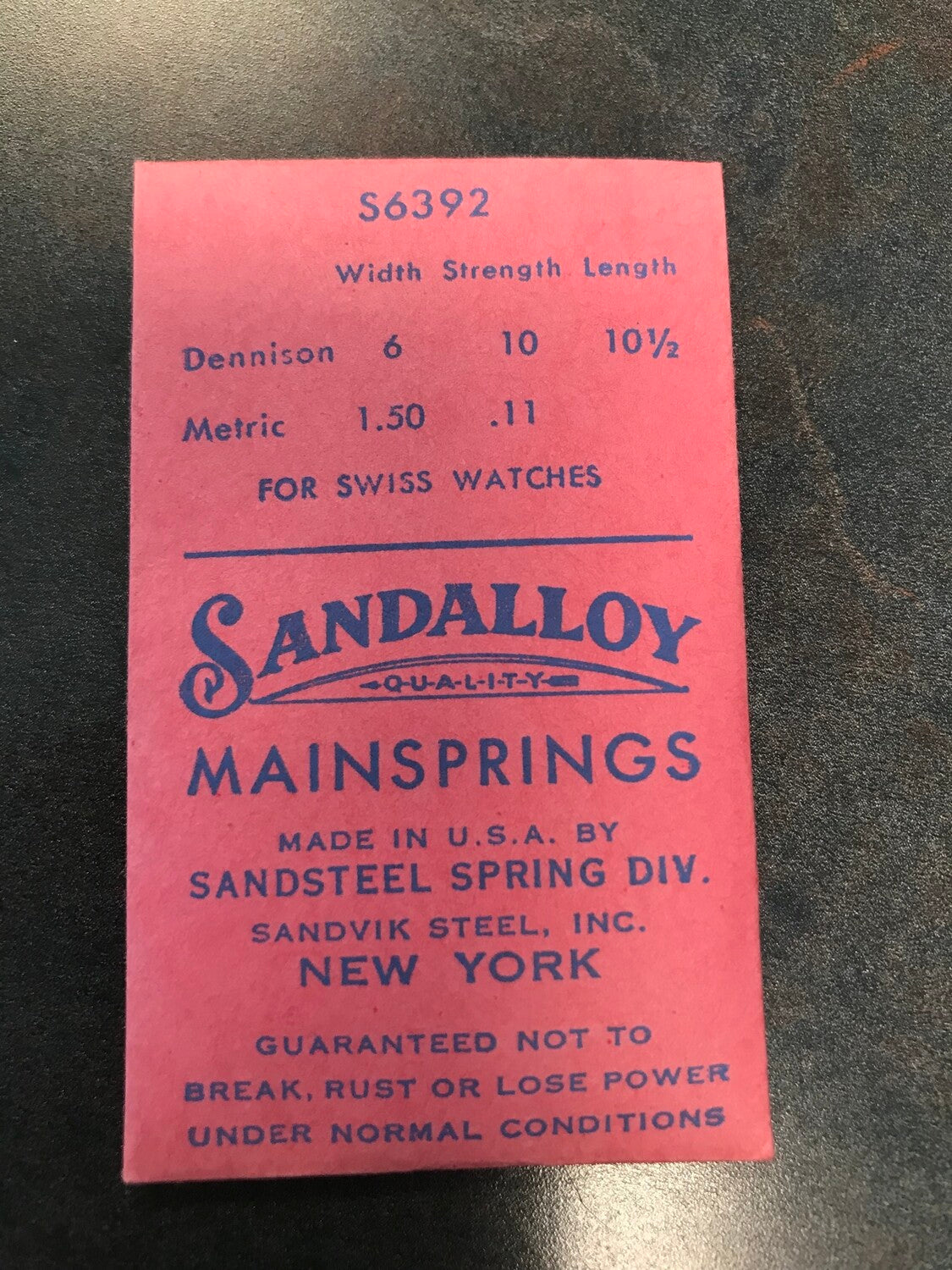Sandsteel Sandalloy Mainspring S6392 for Gruen 794, 795, 796 +many more