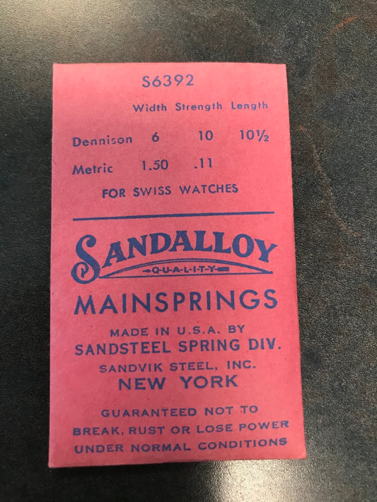 Sandsteel Sandalloy Mainspring S6392 for Gruen 794, 795, 796 +many more