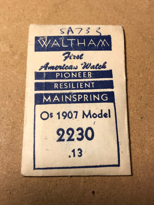 Waltham Factory Mainspring for 0s & 3/0s 1907 Model No. 2230 - Steel