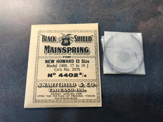 Swartchild Black Shield Mainspring for Howard 12s No. 552 - Steel