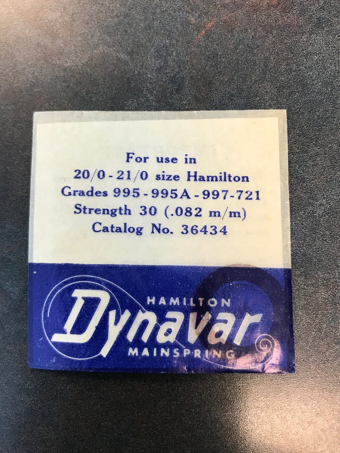 Hamilton Factory Dynavar Mainspring for 20/0 & 21/0s Hamilton No. 36434 - Alloy