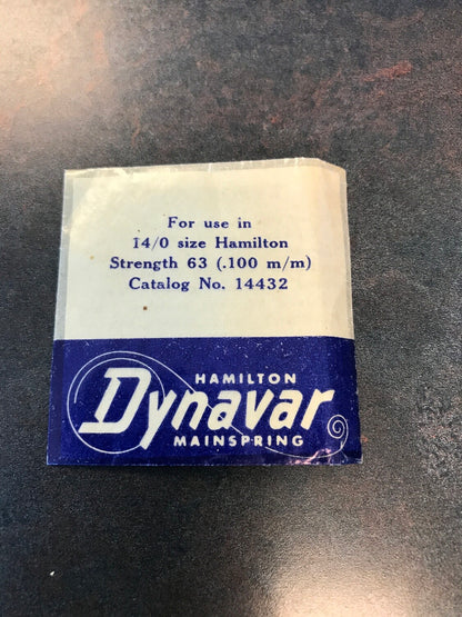 Hamilton Dynavar 14/0s Factory Mainspring #14432 - Alloy