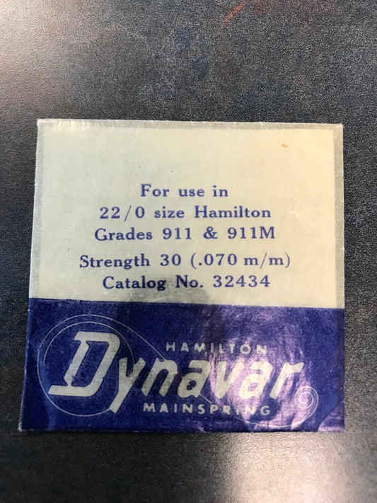 Hamilton Factory Dynavar Mainspring for 22/0s Hamilton No. 32434 - Alloy
