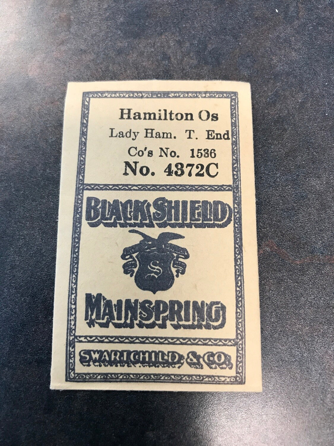 Swartchild Black Shield Mainspring for Hamilton 0s #1536 - Steel