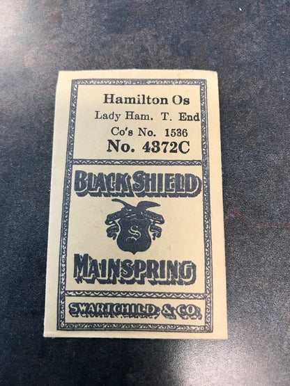 Swartchild Black Shield Mainspring for Hamilton 0s #1536 - Steel