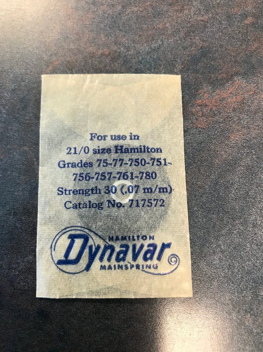 Hamilton Factory Dynavar Mainspring for 21/0s Hamilton No. 717572 - Alloy