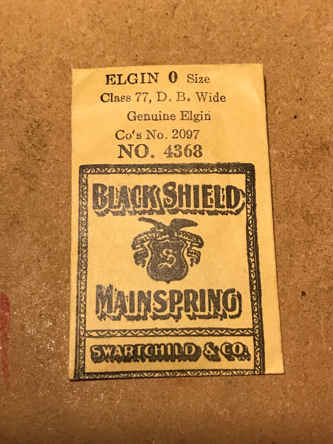 Swartchild Black Shield Mainspring for Elgin 0s #2097 - Steel