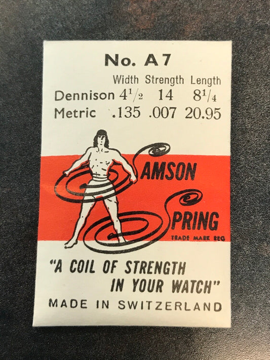Samson Mainspring No. A7 for A.S & Mido 7¾ ligne movements - Steel