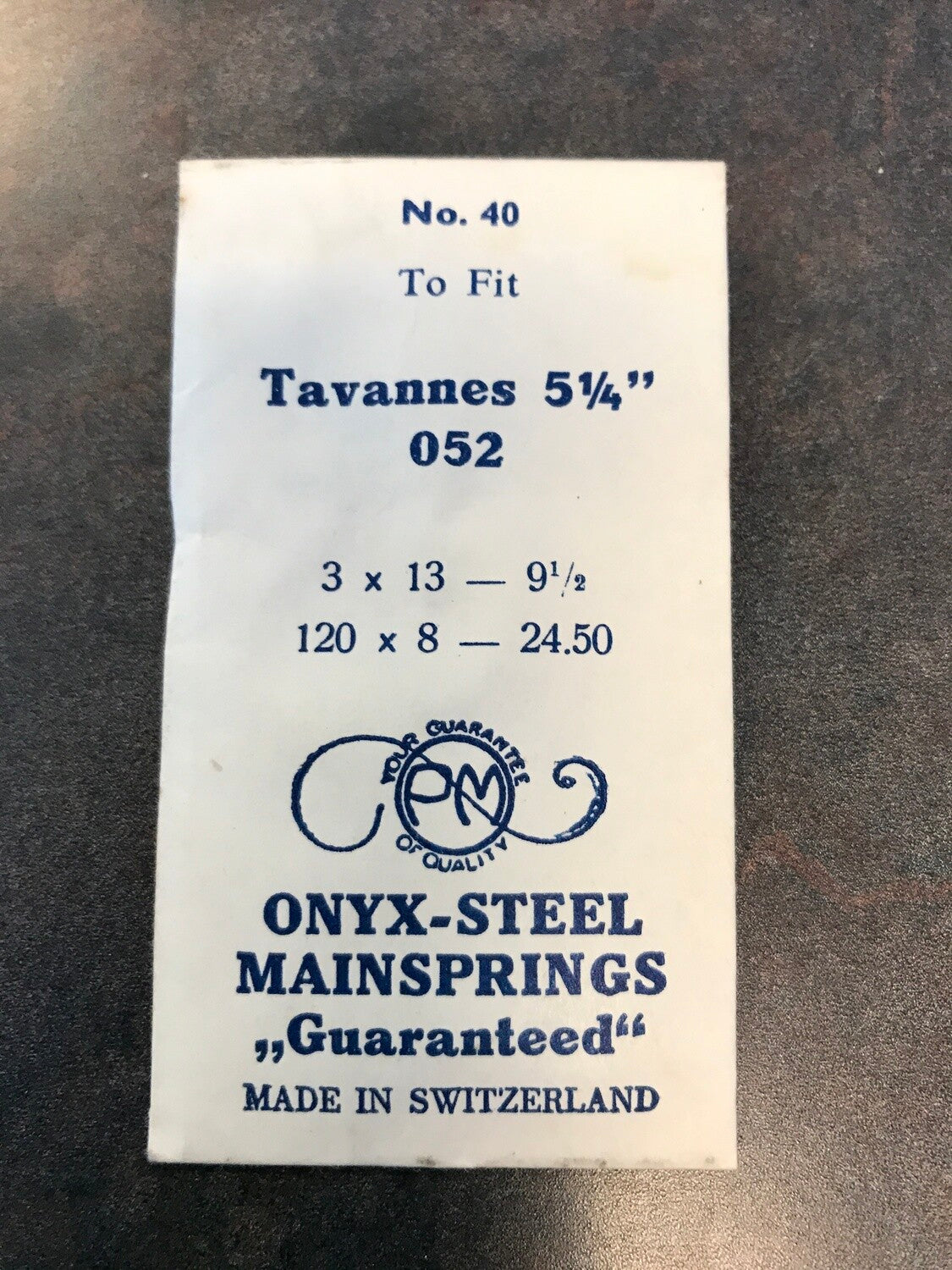 PM Mainspring for Tavannes caliber 052 - ONYX Steel