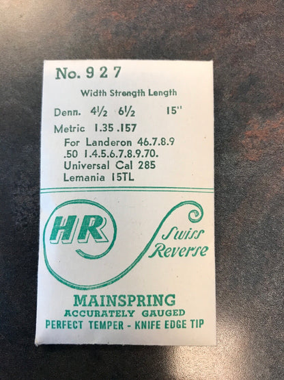 HR Mainspring No. 927 for Landeron, Universal & Lemania Chronographs - Steel