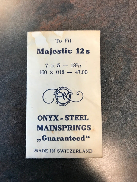 PM Mainspring for Majestic (Swiss) 12s Pocket Watch - ONYX Steel