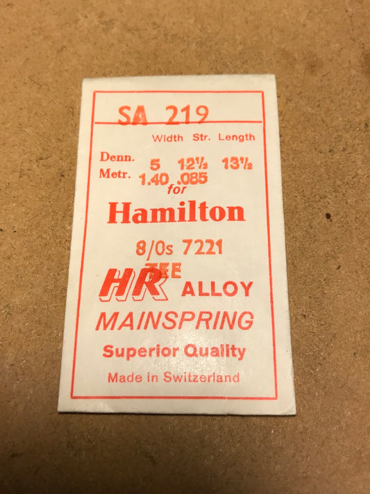 HR Mainspring SA219 for 8/0 Hamilton #7221 / 718271 - Alloy