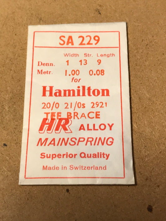 HR Mainspring SA229 for 20/0s & 21/0s Hamilton #2921 / 718531 - Alloy