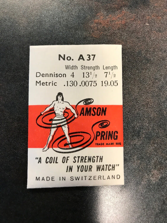 Samson Mainspring No. A37 for ETA 9¼ ligne caliber 1215 & 1216 movements - Steel