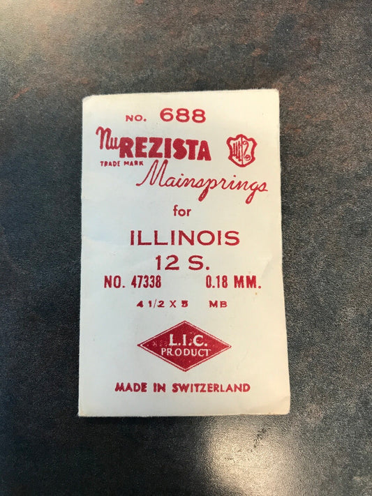 NuREZISTA Mainspring #688 for Illinois 12s Factory No. 47338 - Steel