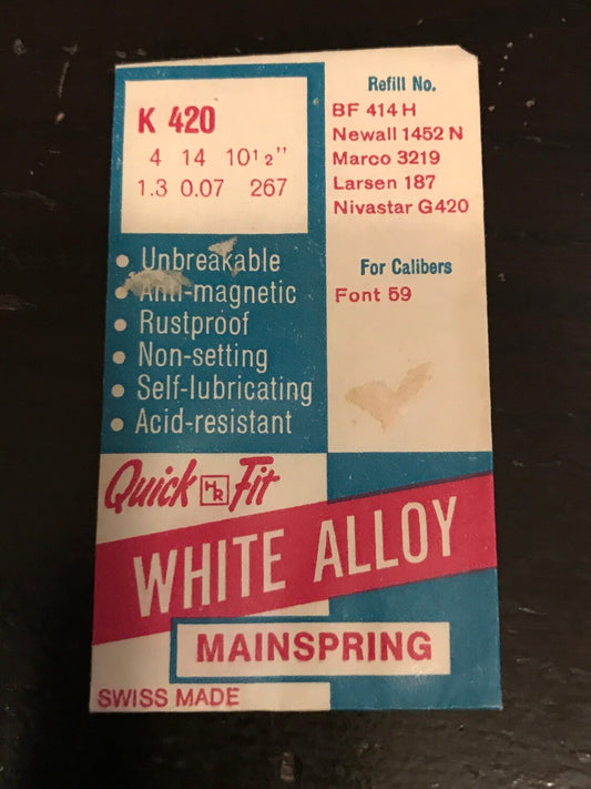 HR Quick Fit Mainspring No. K420 for Font caliber 59 - Alloy