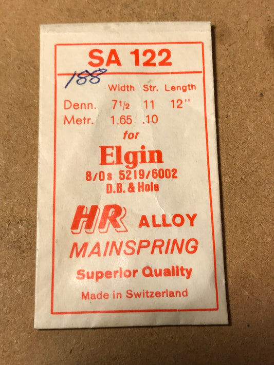 HR Mainspring SA122 for Elgin 8/0s Factory No. 5219 / 6002 - Alloy