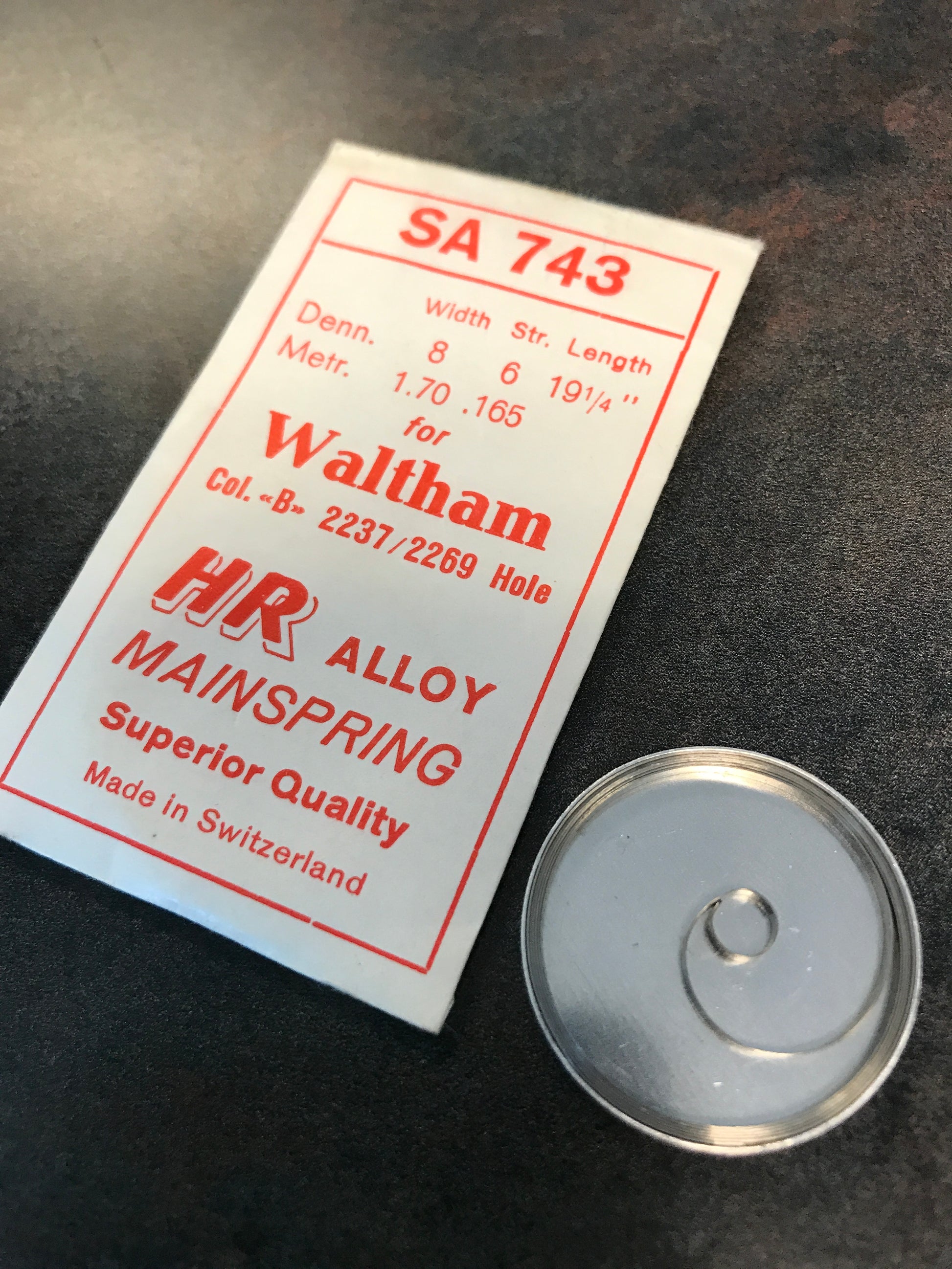 HR Mainspring SA743 for Waltham 12s Colonial B No. 2237 / 2269 - Alloy