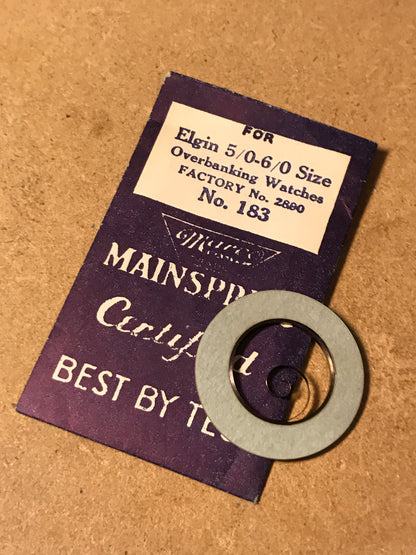 Marco Mainspring #183 for 5/0s & 6/0s Elgin Factory No. 2890 - Steel