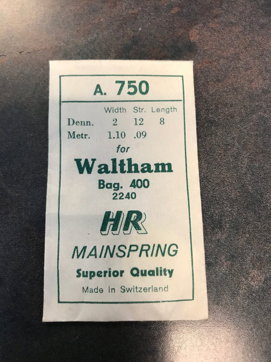 HR Mainspring A750 for Waltham 4 Ligne Baguette Model 400 #2240 - Steel