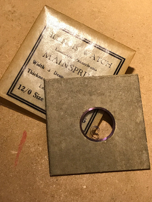 Illinois Factory Mainspring #47376 for 12/0s movements - Steel