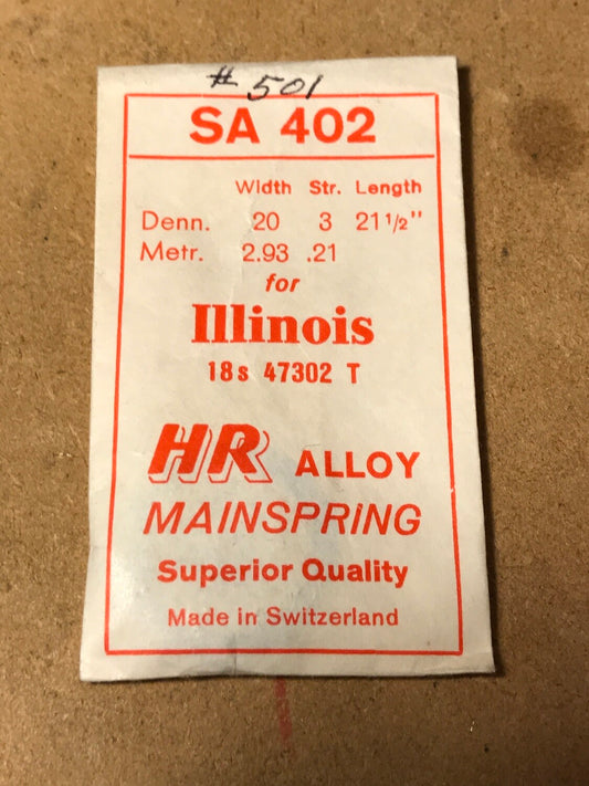 HR Mainspring SA402 for Illinois 18s Factory No. 47302 - Alloy