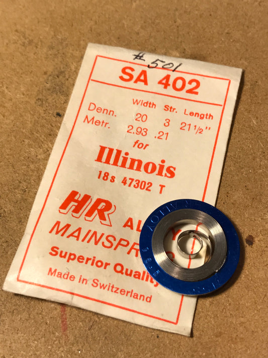 HR Mainspring SA402 for Illinois 18s Factory No. 47302 - Alloy