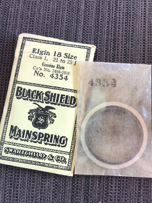 Swartchild Black Shield Mainspring for Elgin 18s #2446 / 2096 - Steel