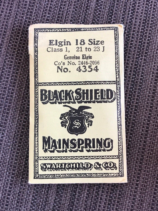 Swartchild Black Shield Mainspring for Elgin 18s #2446 / 2096 - Steel