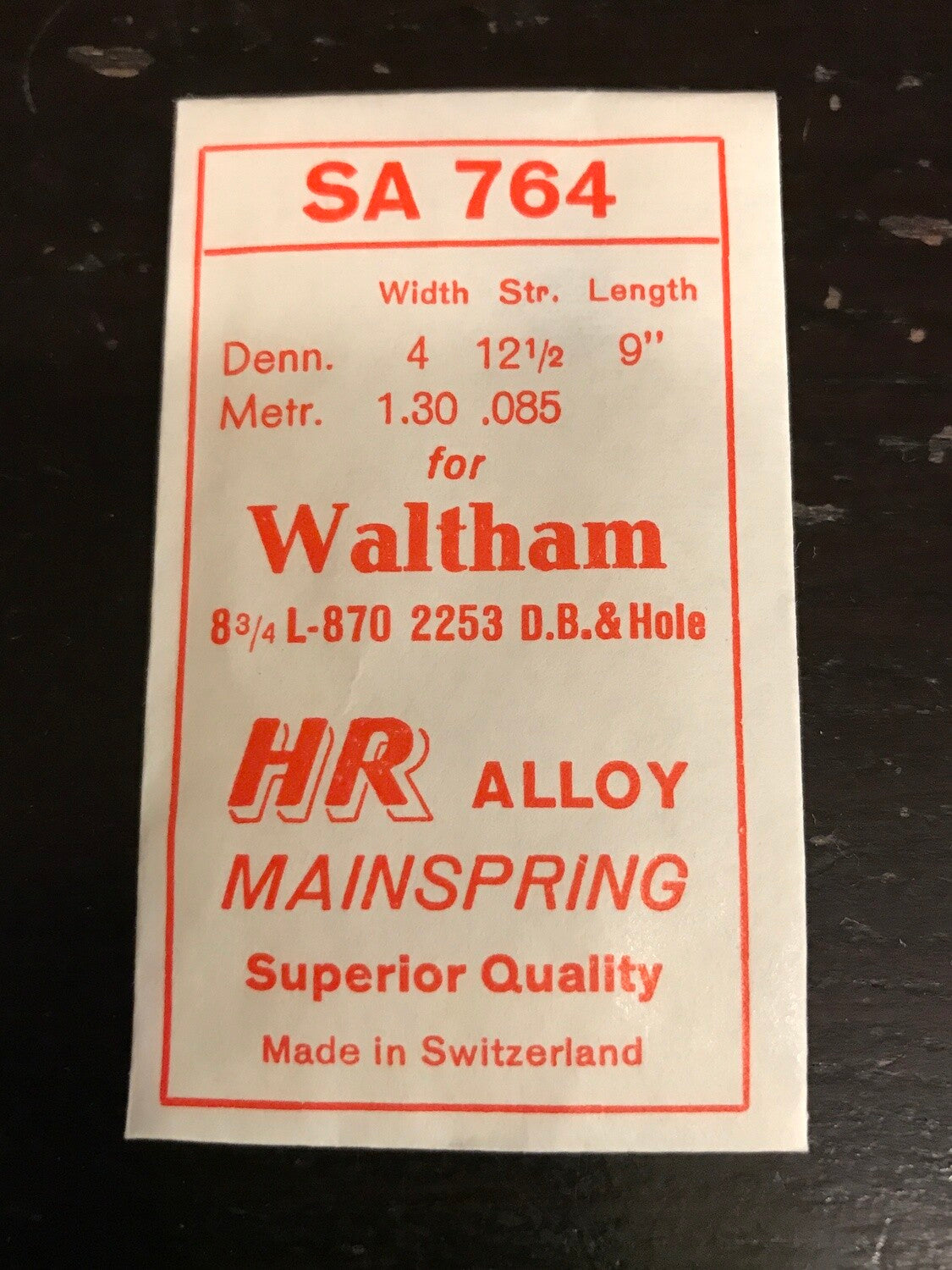HR Mainspring SA764 for Waltham 8¾ Ligne Model 870 #2253 - Alloy