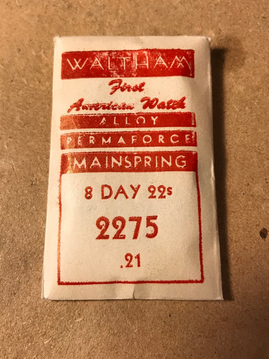 Waltham Factory Permaforce Mainspring for 22s 8-Day No. 2275 - Alloy