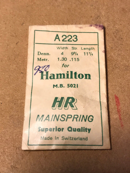 HR Mainspring A223 for Hamilton 14/0s #5021 - steel