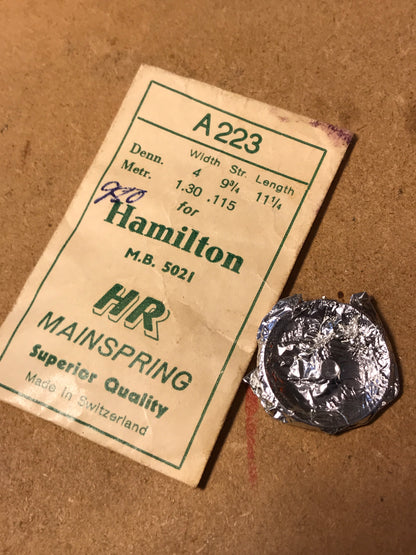 HR Mainspring A223 for Hamilton 14/0s #5021 - steel