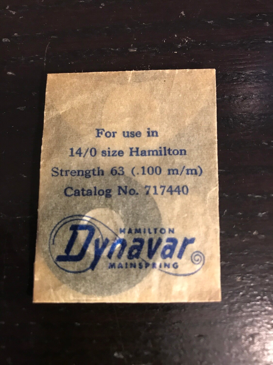 Hamilton Dynavar 14/0s Factory Mainspring #717440 - Alloy