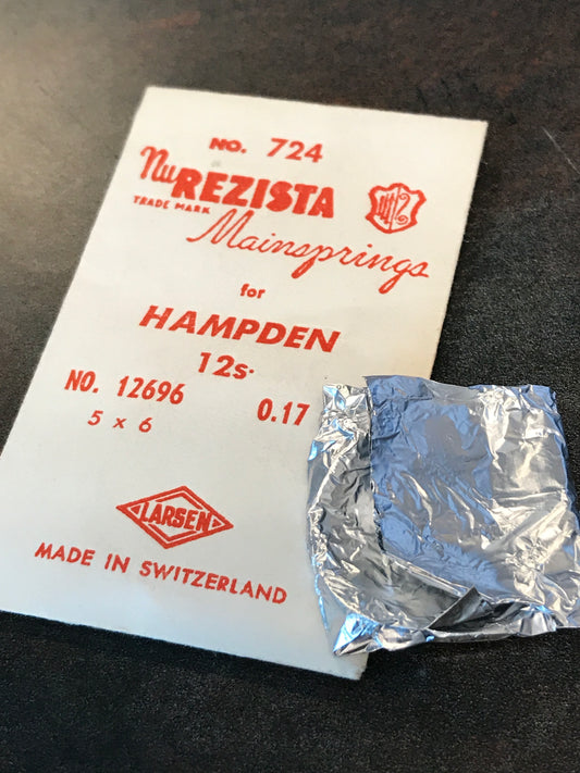 NuREZISTA Mainspring #724 for Hampden 12s Factory No. 12696 - Steel