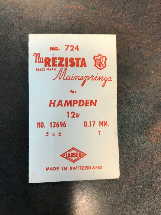 NuREZISTA Mainspring #724 for Hampden 12s Factory No. 12696 - Steel