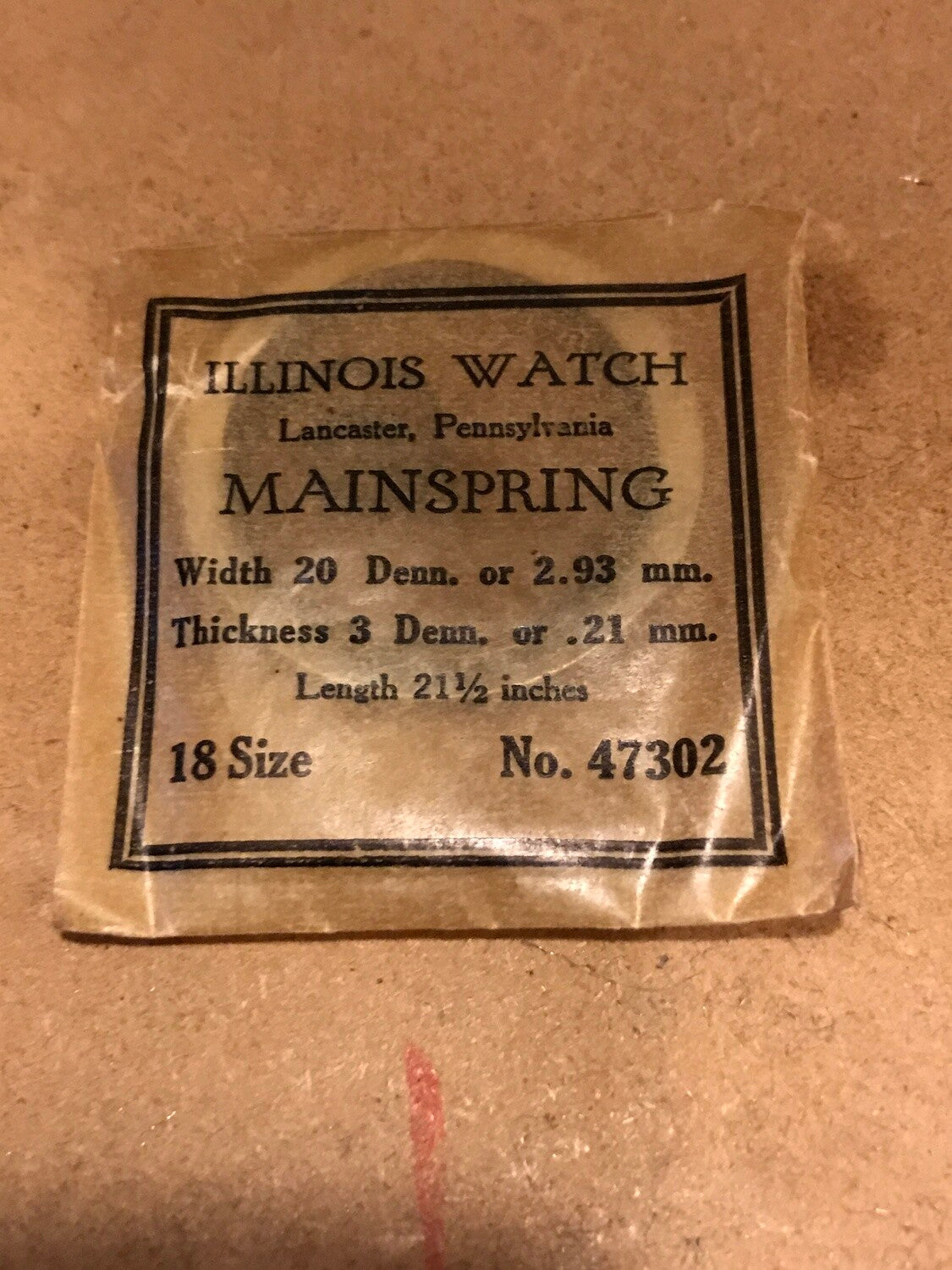 Illinois Factory Mainspring #47302 for 18s Pocket Watches - Steel