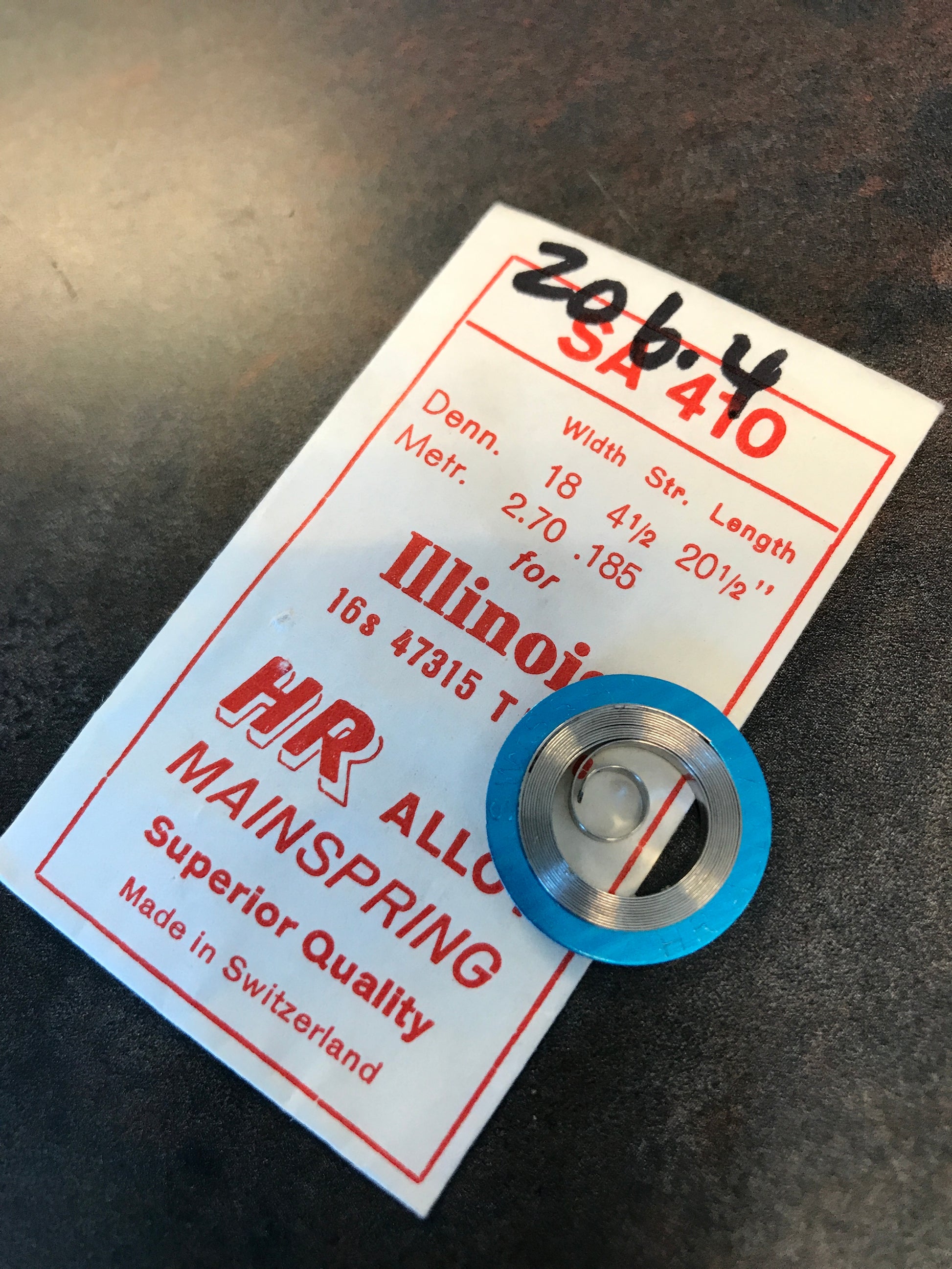 HR Mainspring SA410 for 16s Illinois Factory No. 47315 - Alloy
