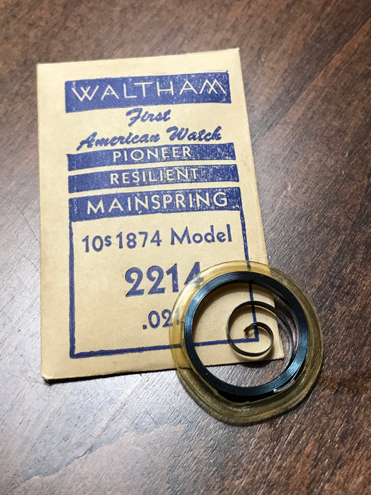 Waltham Factory Mainspring for 10s 1874 Model Keywind No. 2214 - Steel