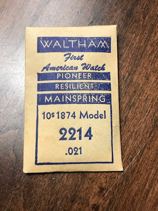 Waltham Factory Mainspring for 10s 1874 Model Keywind No. 2214 - Steel