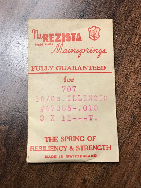 NuREZISTA Mainspring #707 for Illinois 18/0s Factory No. 47385 - Steel