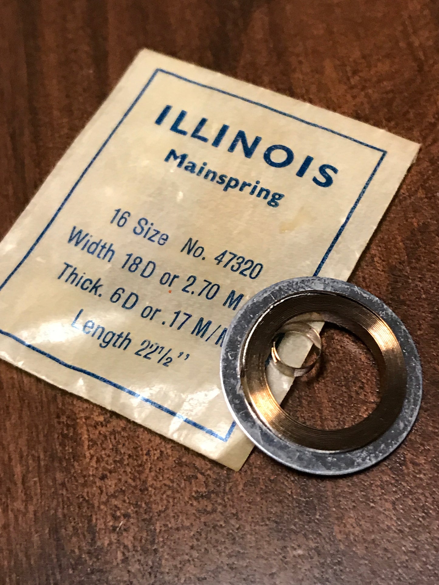 Illinois Factory Mainspring #47320 for 16s movements - Steel