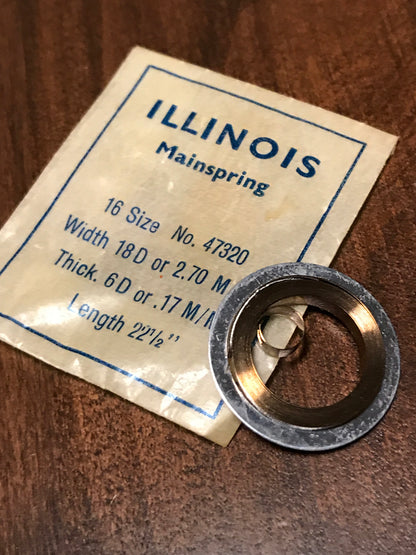 Illinois Factory Mainspring #47320 for 16s movements - Steel