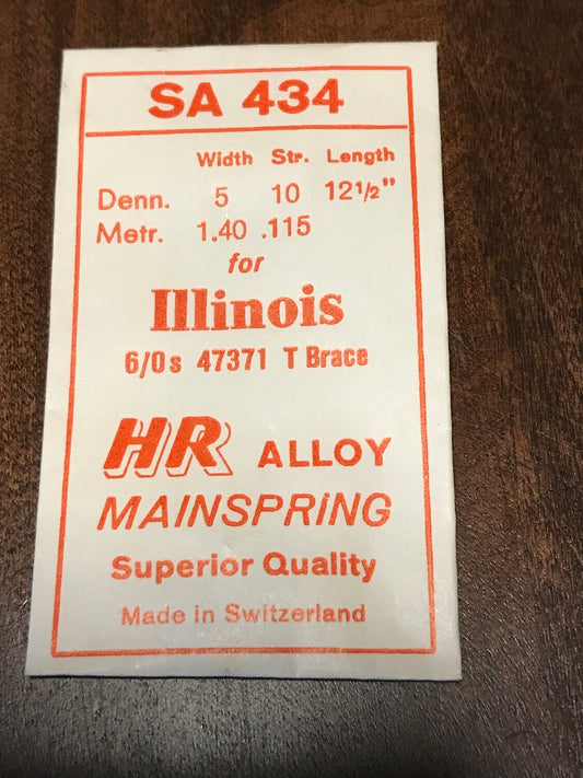 HR Mainspring SA434 for Illinois 6/0s Factory No. 47371 - Alloy