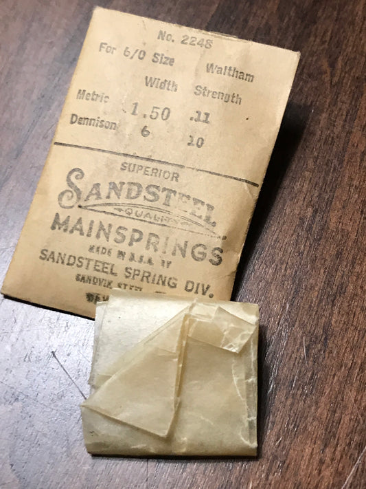 Sandsteel Mainspring for Waltham 6/0s C Size 1945 Model No. 2248 - Steel