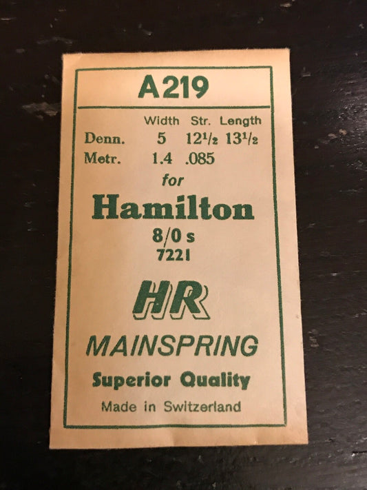 HR Mainspring A219 - for 8/0 Hamilton # 7221 - Steel
