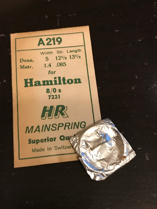 HR Mainspring A219 - for 8/0 Hamilton # 7221 - Steel