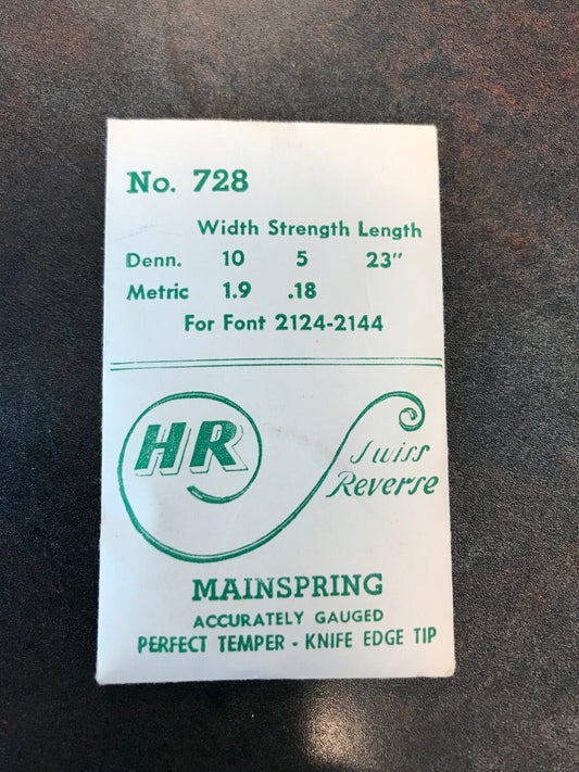 HR Mainspring No. 728 for Font 2124 thru 2144 caliber movements