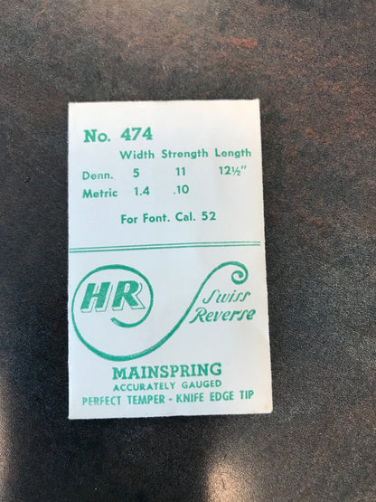 HR Mainspring No. 474 for Font caliber 52 - Steel